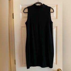 Black mock neck sleeveless dress